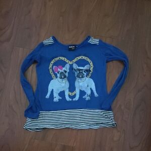 Ransom Blue Long Sleeve Kids Tee with Dog Print